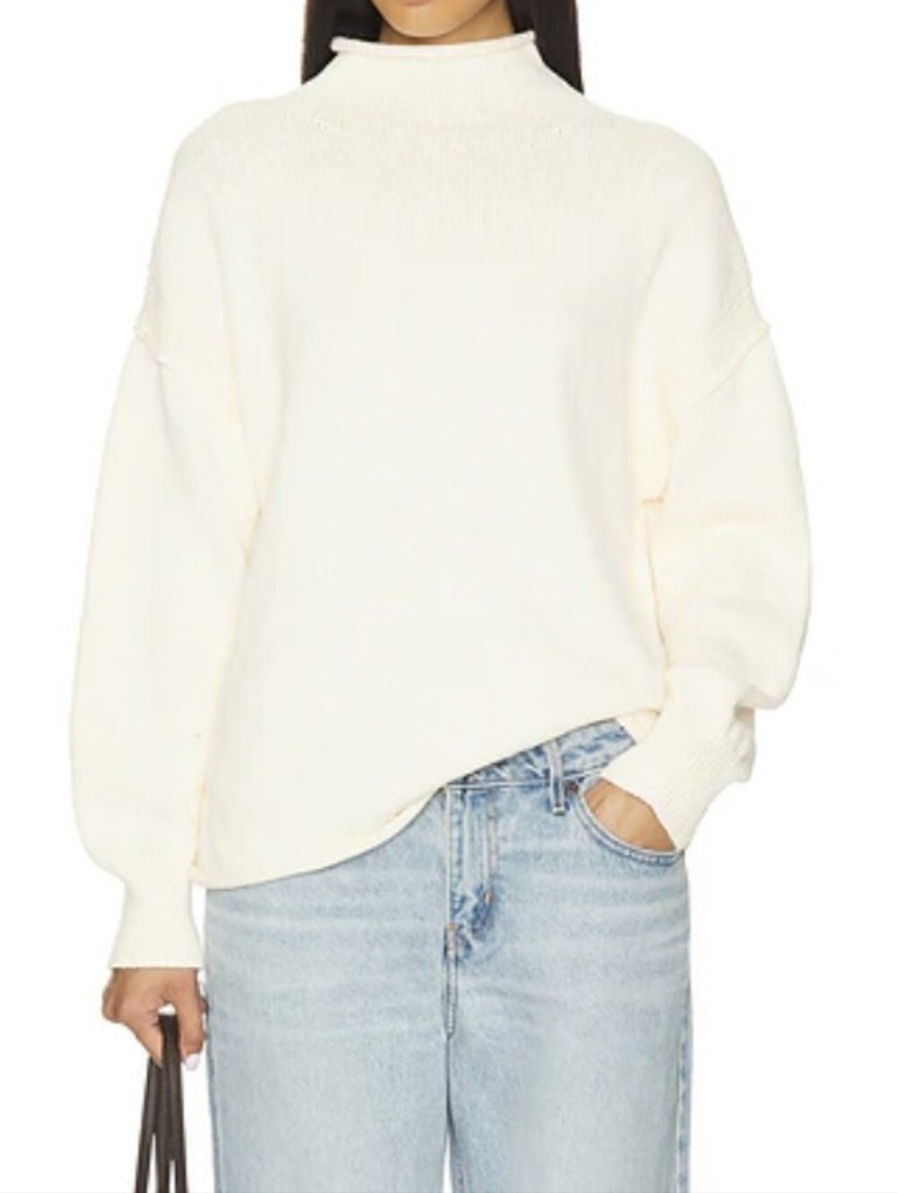 Free People Ivory mockneck knit x We The Free Torres Roll Neck Sweater